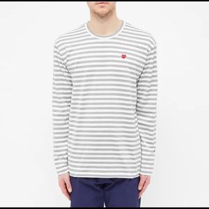 LS Comme Des Garçons grey striped shirt